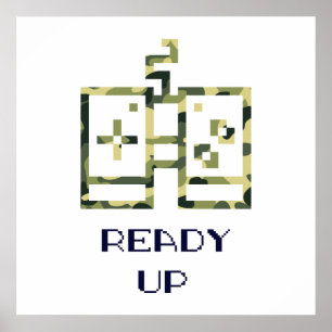 Camouflage Video Game Controller Ready Up Gamer Poster