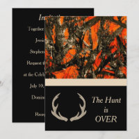 Camouflage Wedding Invitation with deer horns.