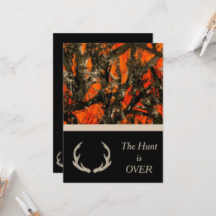 Camouflage Wedding Invitation with deer horns.