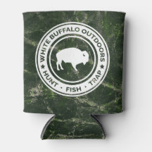 Camouflage White Buffalo Outdoors Can Cooler