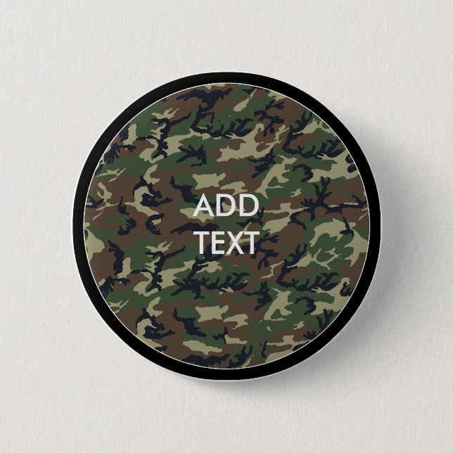 Camouflage Woodland 2 Inch Round Button (Front)