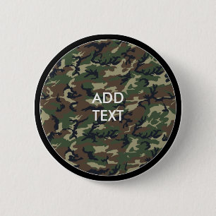 Camouflage Woodland 2 Inch Round Button