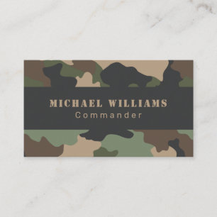 Camouflage Woodland Camo Khaki Tan Black Monogram Business Card
