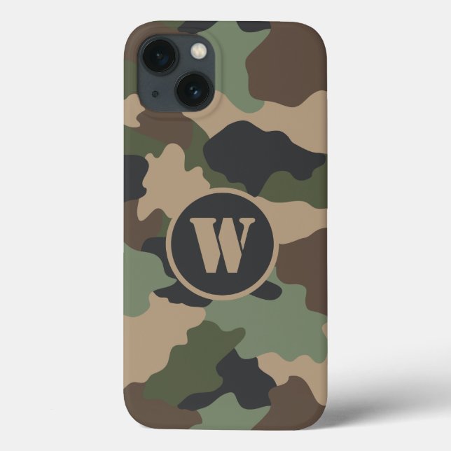 Camouflage Woodland Camo Khaki Tan Black Monogram Case-Mate iPhone Case (Back)