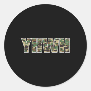 Camouflage Yhwh Yahweh Christian Camo Hunting Classic Round Sticker