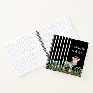 Camouflage Zebra With Blue Flowers Spiral Notebook