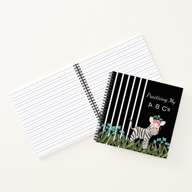 Camouflage Zebra With Blue Flowers Spiral Notebook (Inside)