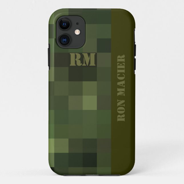 camouflaged chequered green Case-Mate iPhone case (Back)