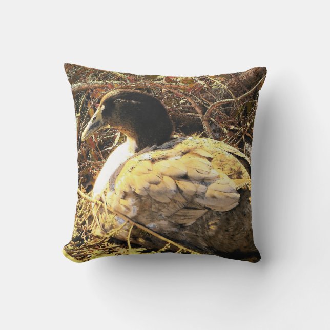 Camouflaged Duck Throw Pillow (Front)