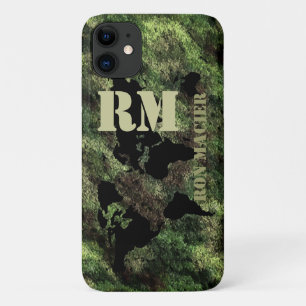 camouflaged military world map name iPhone 11 case