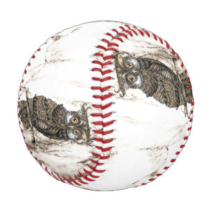 Camouflaged Owl on Brown Marble Baseball