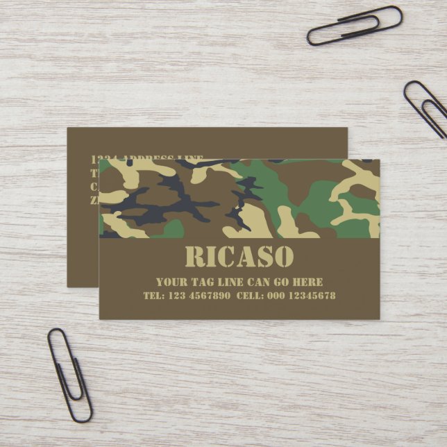 Camouflaged Pattern Business Card (Front/Back In Situ)