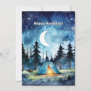 Camp Adventure Starry Pine Tree Christmas Holiday Card
