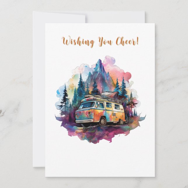 Camp Adventure Starry Pine Tree Christmas Holiday Card (Front)