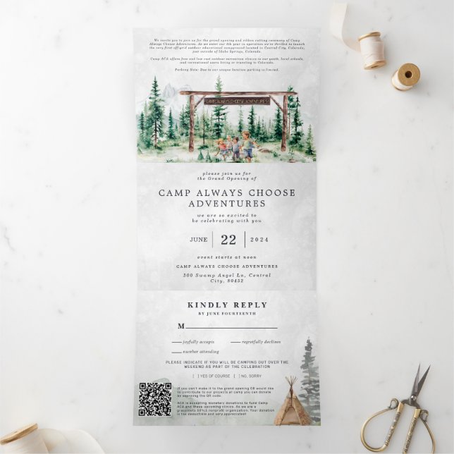 Camp Always Choose Adventures | Grand Opening Tri-Fold Invitation (Inside)