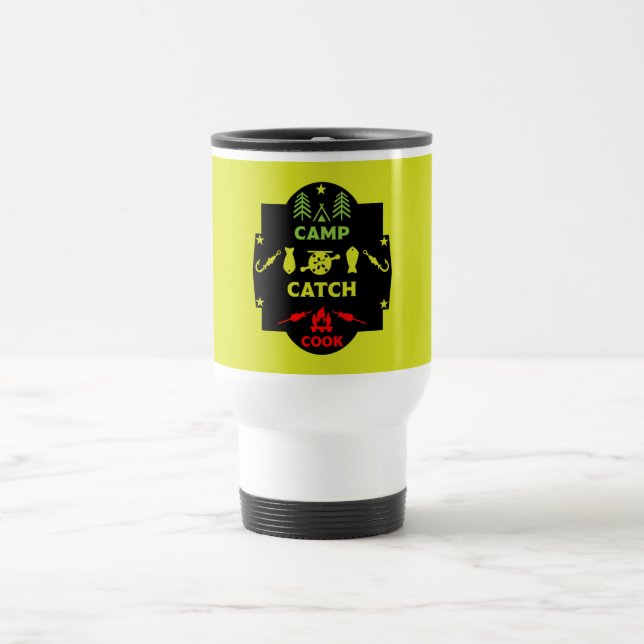 Camp And Catch Fishing Travel Mug (Center)