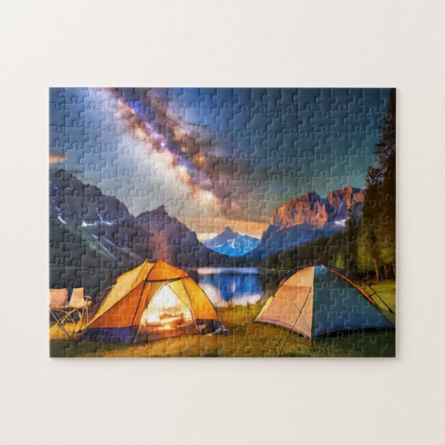 Camp Art Mountainous Campsite 1 Easy Brain Art Puz Jigsaw Puzzle (Horizontal)