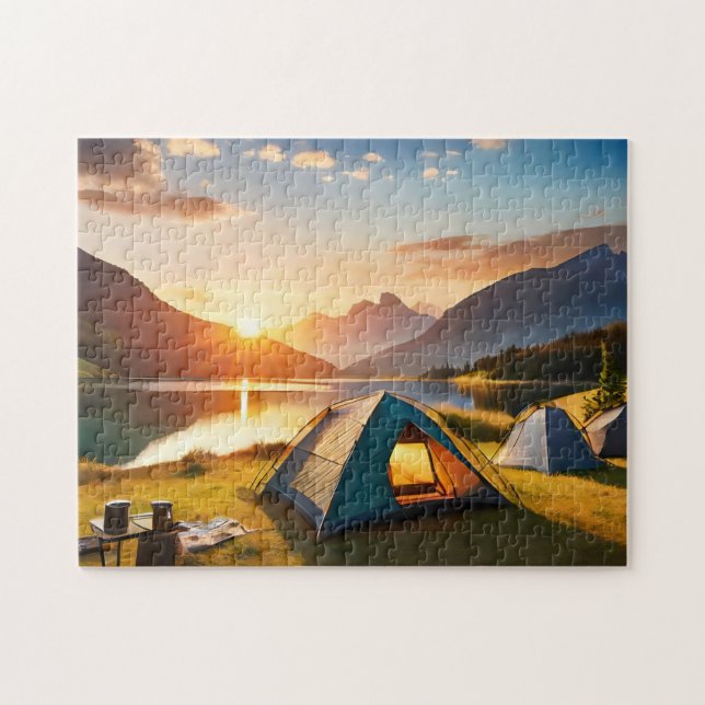 Camp Art Sunset Campsite Photo Puzzles Internet (Horizontal)