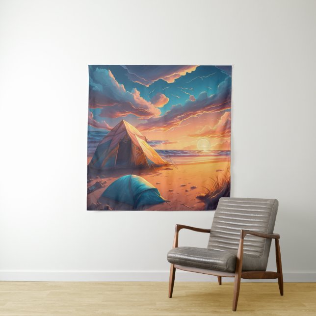 Camp at Sunrise Tapestry (In Situ)
