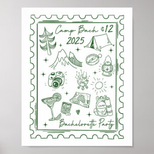 Camp Bach 2025 Team Bride Retro Camping Bacheloret Poster