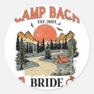 Camp Bach Bride Hiking Camping Bachelorette Party  Classic Round Sticker