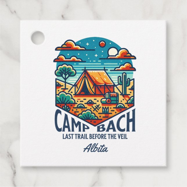 camp bach glamping favour tags (Front)