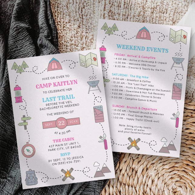 Camp Bach Weekend Bachelorette Party Itinerary Invitation (Creator Uploaded)