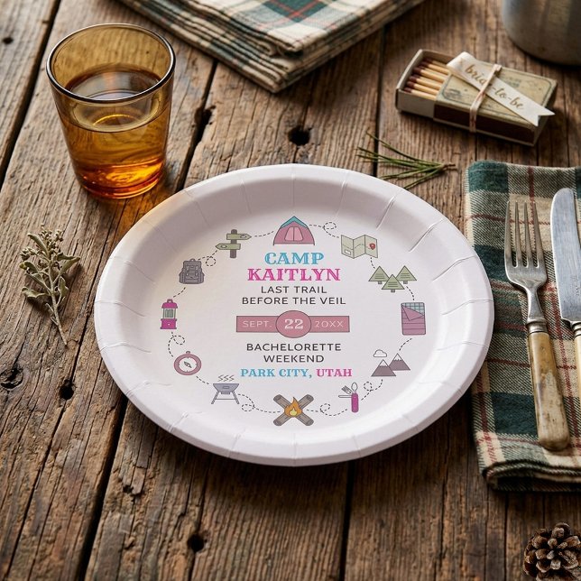 Camp Bach Wilderness Bachelorette Party Paper Plate (Creator Uploaded)