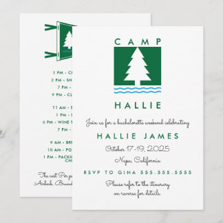 Camp Bachelorette Bach Weekend Itinerary & Invitation