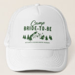 Camp Bachelorette Bride to Be Trucker Hat<br><div class="desc">Cute camping bachelorette hat for the bride-to-be featuring a drawing of a campsite featuring mountains,  trees,  the moon,  and a text template that is easy to personalize.</div>