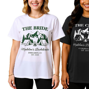 Camp Bachelorette Camping Forest Green Cabin Crew T-Shirt