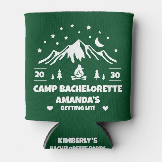 Camp Bachelorette | Green Bridesmaid Can Cooler (Front)