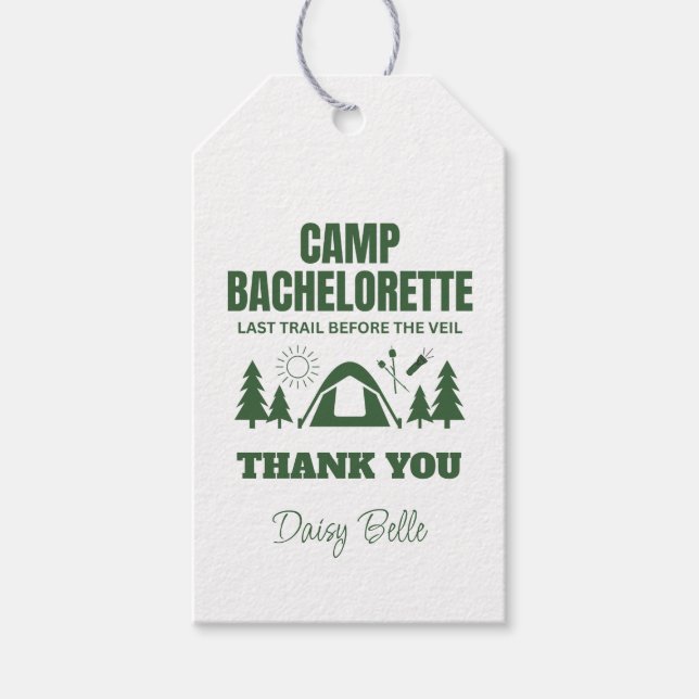 Camp Bachelorette Green Gift Tag (Front)