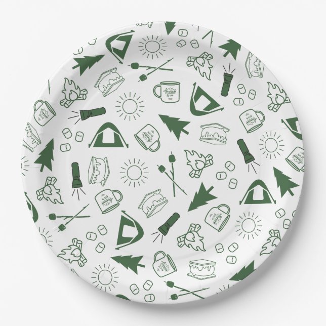 Camp Bachelorette Green Paper Napkin Plate (Front)