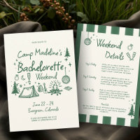 Camp Bachelorette Green Stripes Camping Itinerary