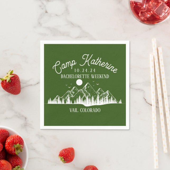Camp Bachelorette Mountain Glamping Weekend Party Napkin (Insitu)
