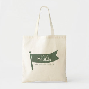 Camp Bachelorette Mountain Green Flag Camping Tote Bag