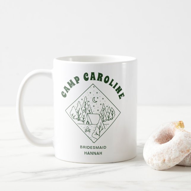 Camp Bachelorette Party Bridesmaid Custom Coffee Mug (With Donut)
