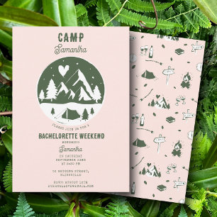 Camp Bachelorette Party Camping Bach Weekend Pink Invitation