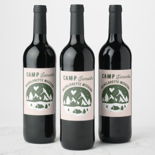 Camp Bachelorette Party Camping Bach Weekend Pink Wine Label