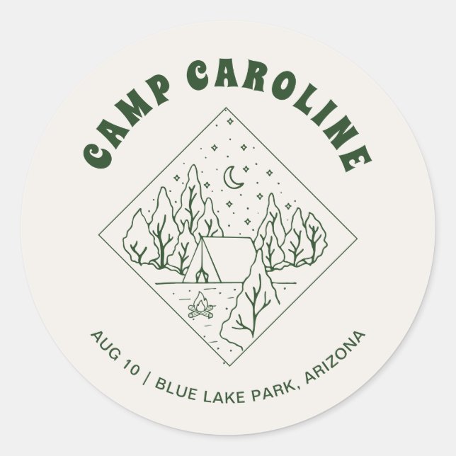 Camp Bachelorette Party Favour Classic Round Sticker (Front)