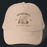 Camp Bachelorette Party Girls Camping Trip Custom Trucker Hat<br><div class="desc">Experience Adventure with Camp Bachelorette Party Custom Gifts! Gear up for an unforgettable bachelorette party that blends outdoor excitement with personalized style. This custom merchandise is the perfect addition to your camp-themed celebration, adding a touch of elegance and individuality to your bach trip. Elevate your camping experience with this custom...</div>