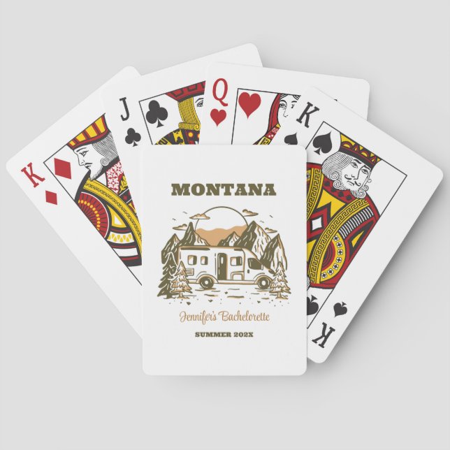 Camp Bachelorette Party Girls Trip Glamping Custom Playing Cards (Back)