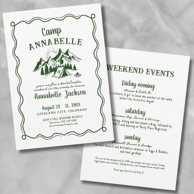 Camp Bachelorette Party Girls Weekend Invitation (Camp Bachelorette Party Girls Weekend Invitation)