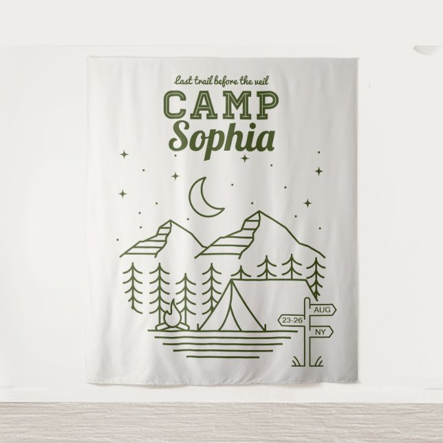 Camp Bachelorette Party Glamping Camping Tapestry (Front)