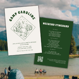 Camp Bachelorette Party Itinerary QR Code Invitation