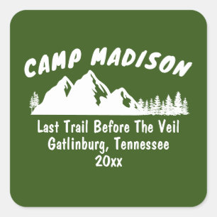 Camp Bachelorette Party Mountain Camping Bach Trip Square Sticker