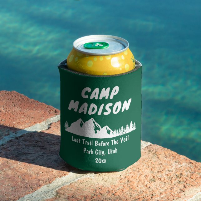 Camp Bachelorette Party Mountain Camping Hiking Can Cooler (In Situ Pool)