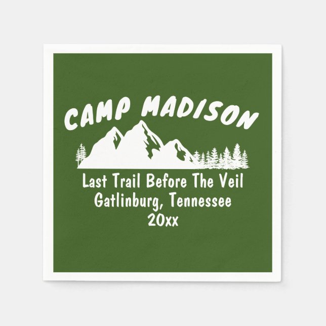 Camp Bachelorette Party Mountain Camping Ski Bach Napkin (Front)