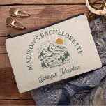 Camp Bachelorette Retro Mountain Custom Name  Accessory Pouch<br><div class="desc">Hit the last trail before the veil and celebrate your bachelorette party weekend with this fun camp bachelorette makeup cosmetics pouch,  customized with your text and name of choice on the back.</div>